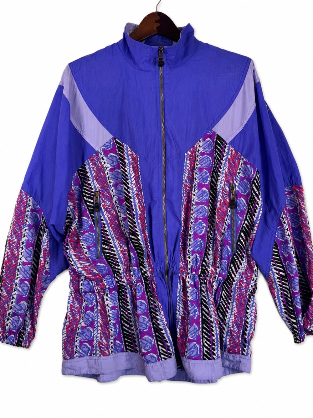 Nike Vintage 90s Purple Abstract Windbreaker Jacket L 14 Oversized Nylon